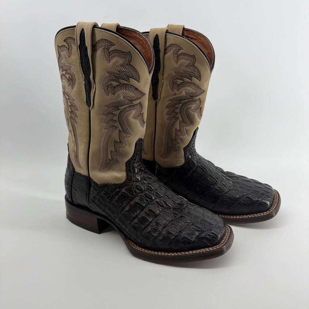 Men’s 8D Dan Post GENUINE Caiman Western Cowboy Boots EXOTIC flank belly cut